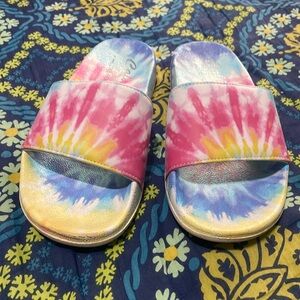 Sketchers girls rainbow tie-dye slides